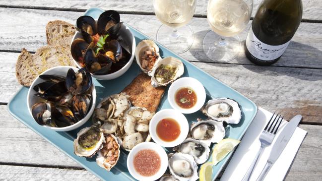 A seafood platter from the Bangor Wine & Oyster Shed in Dunalley. Picture: Alice Gray